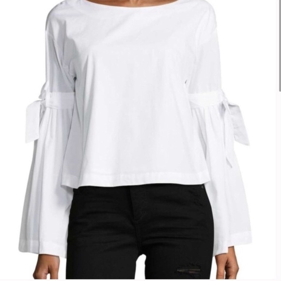 Free People Tie Sleeve open back poplin ToP  size xs - Picture 1 of 11